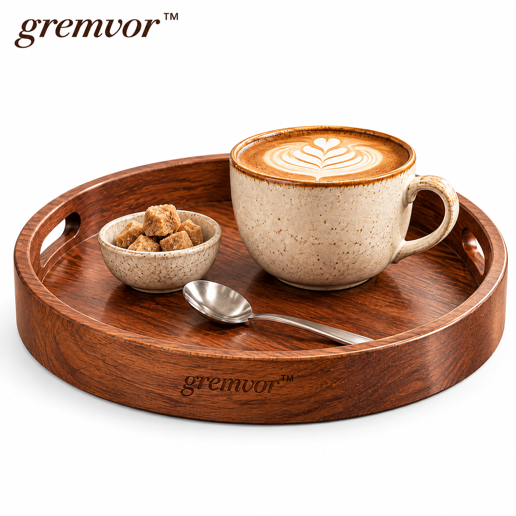 𝒈𝒓𝒆𝒎𝒗𝒐𝒓™ Compact Wooden Coffee Serving Tray