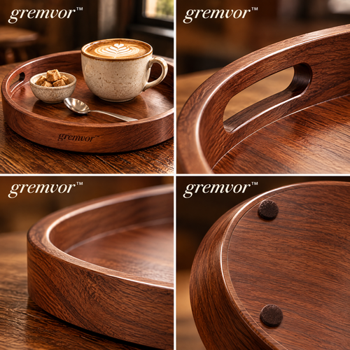 𝒈𝒓𝒆𝒎𝒗𝒐𝒓™ Compact Wooden Coffee Serving Tray