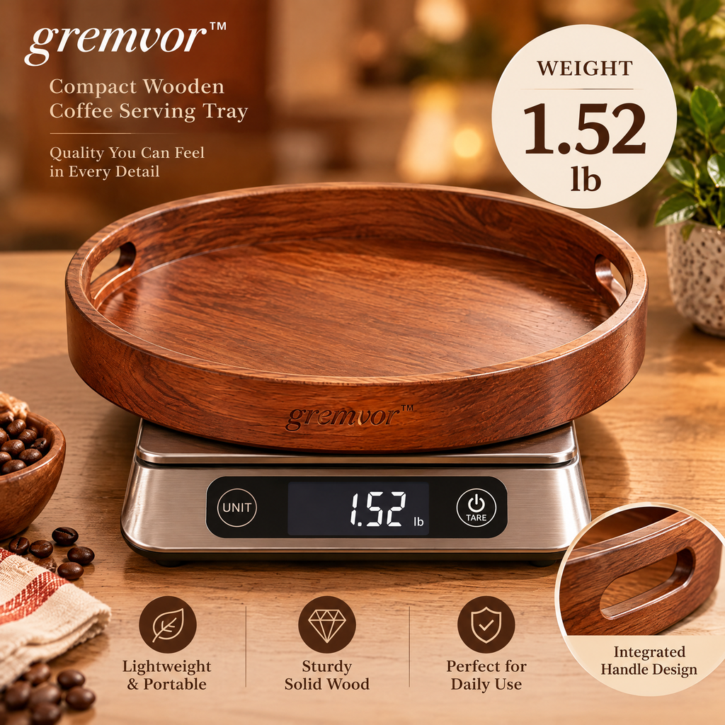 𝒈𝒓𝒆𝒎𝒗𝒐𝒓™ Compact Wooden Coffee Serving Tray