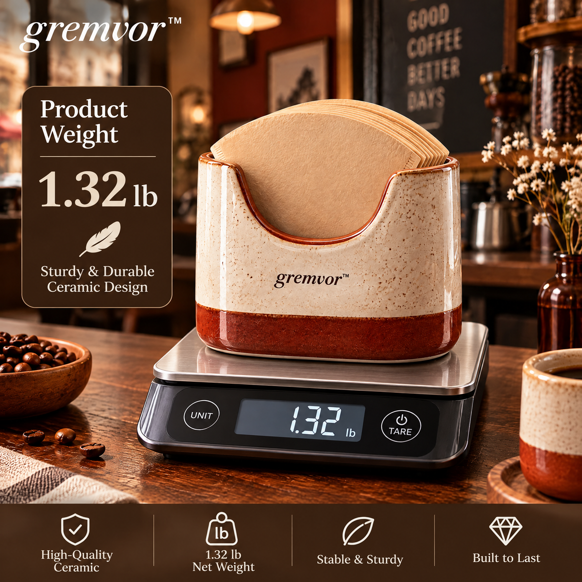 𝒈𝒓𝒆𝒎𝒗𝒐𝒓™ Ceramic Coffee Filter Paper Holder