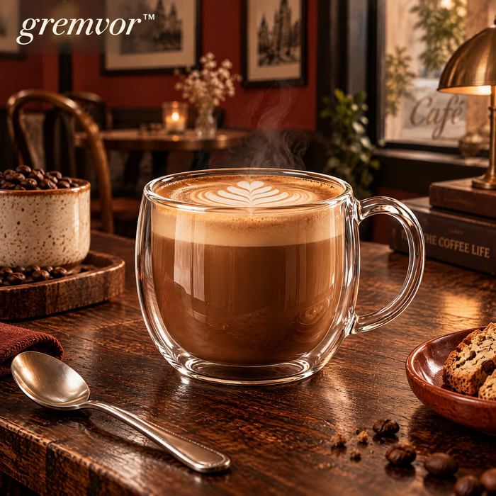 𝒈𝒓𝒆𝒎𝒗𝒐𝒓™ Double-Wall Glass Coffee Cup