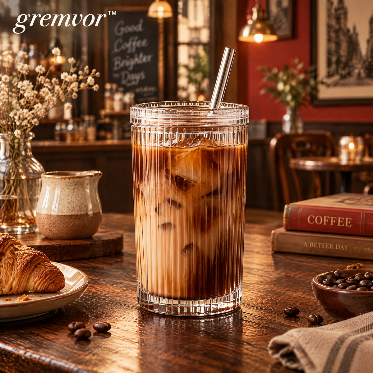 𝒈𝒓𝒆𝒎𝒗𝒐𝒓™ Ribbed Glass Iced Coffee Tumbler