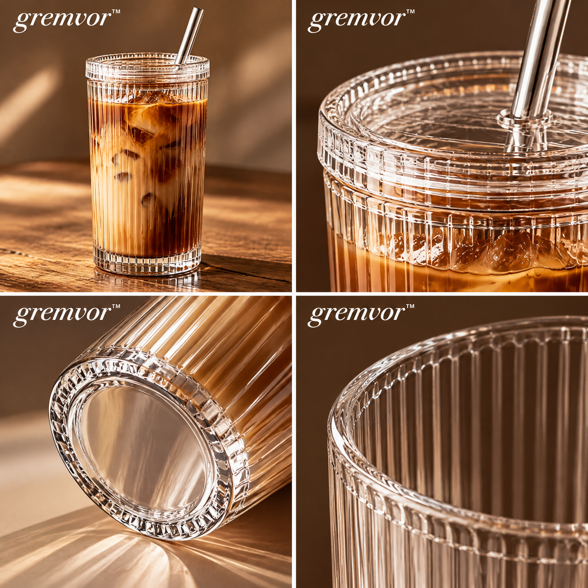 𝒈𝒓𝒆𝒎𝒗𝒐𝒓™ Ribbed Glass Iced Coffee Tumbler