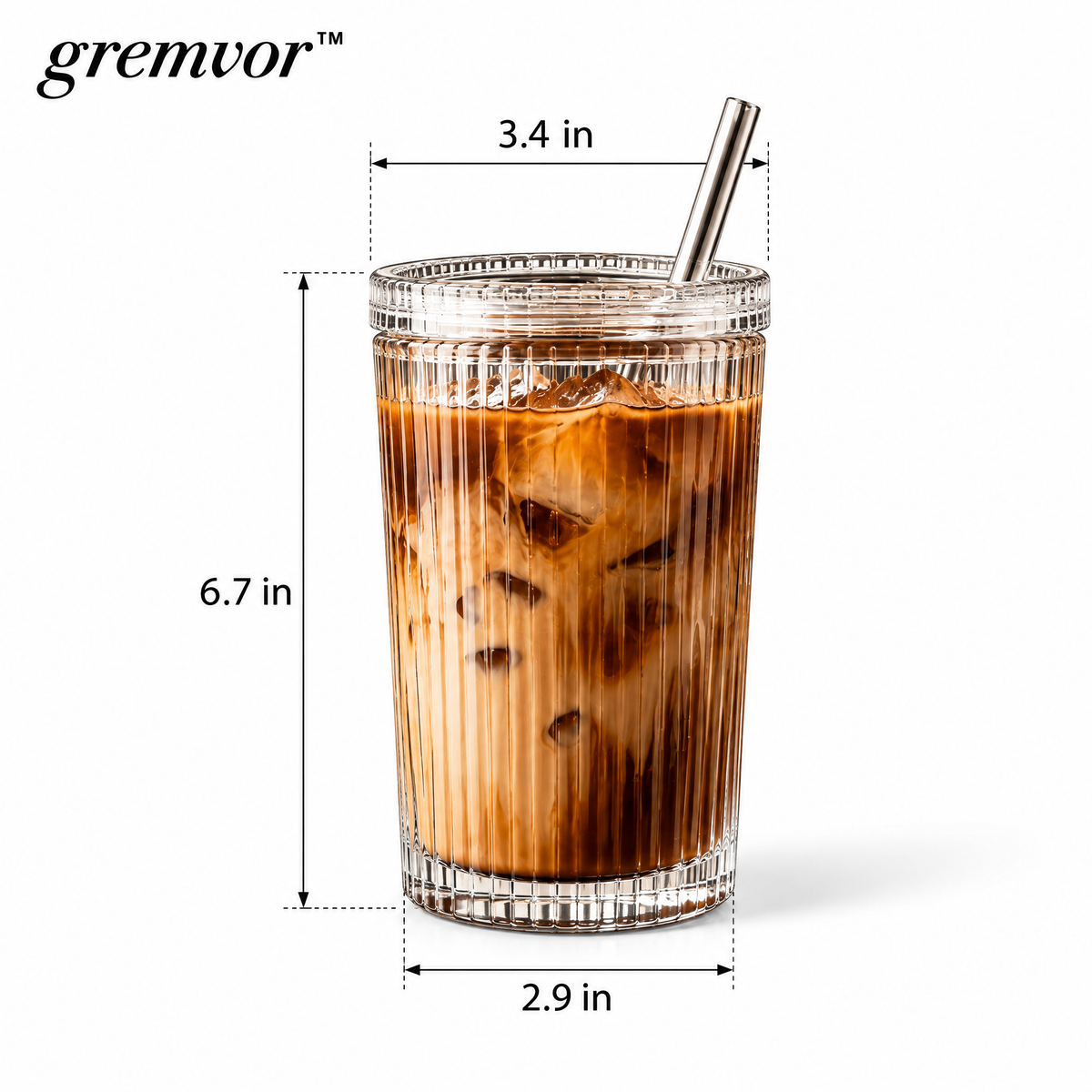 𝒈𝒓𝒆𝒎𝒗𝒐𝒓™ Ribbed Glass Iced Coffee Tumbler