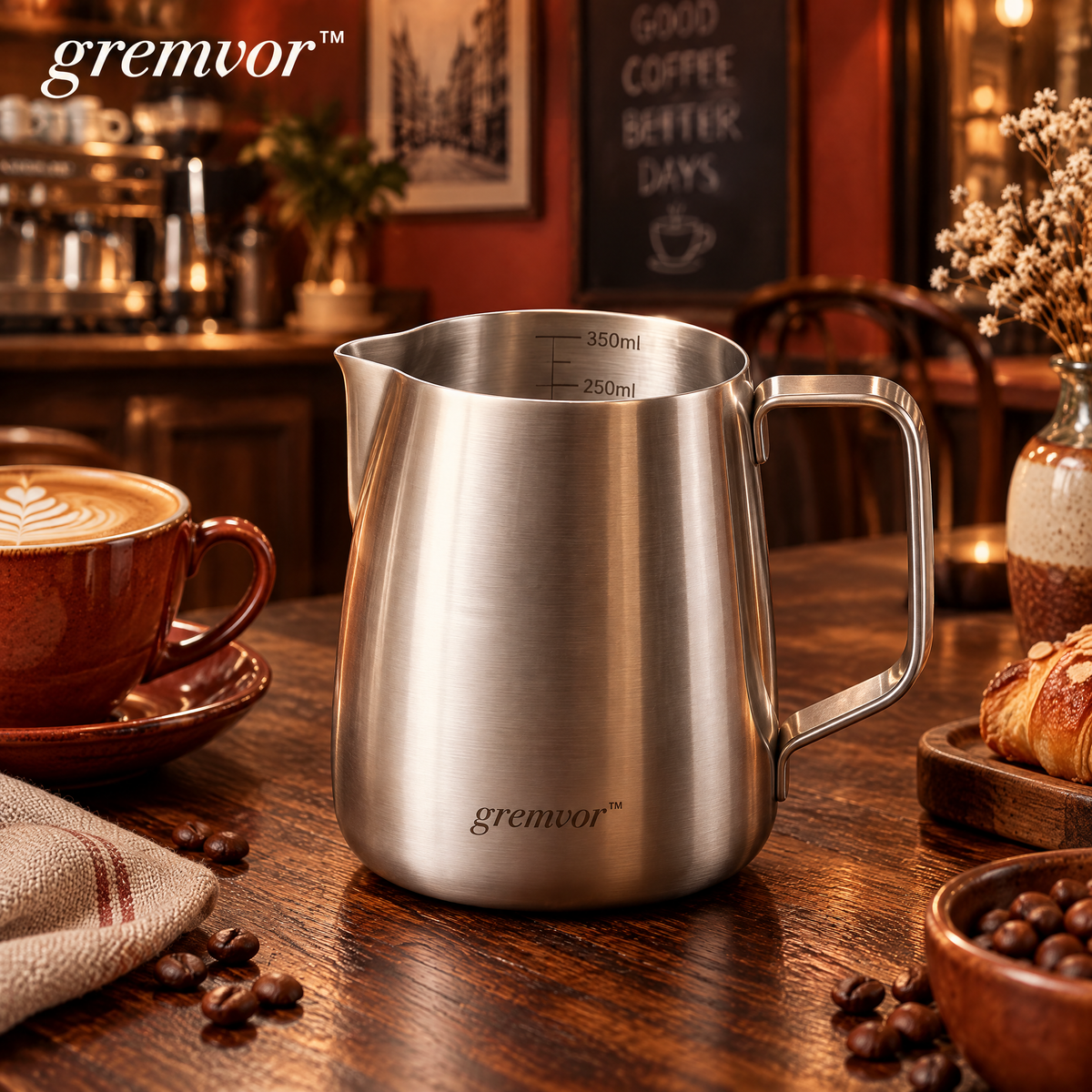 𝒈𝒓𝒆𝒎𝒗𝒐𝒓™ Stainless Steel Milk Frothing Pitcher