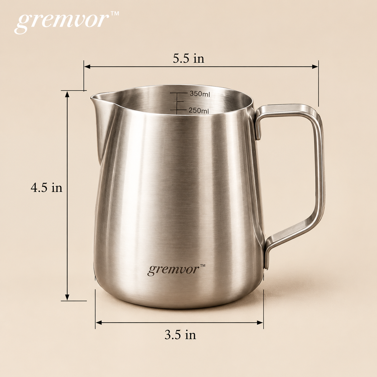 𝒈𝒓𝒆𝒎𝒗𝒐𝒓™ Stainless Steel Milk Frothing Pitcher